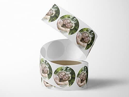 Oedim Rolle mit 100 personalisierten runden Etiketten mit 4 verschiedenen Designs, 6 cm Durchmesser, hergestellt aus Vinyl, glänzend laminiert