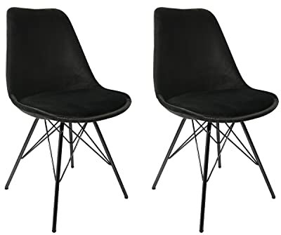 Kick Collection 2er Set Esszimmerstühl Velvet - Samt - Schwarz - Modern und Hochwertig - Samtstoff und Metall - Erhältlich in vielen Farben