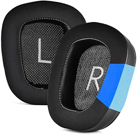 Yaowanguan G933 Kühlendes Gel Ohrpolster Ersatz Kissen für Logitech G633 G533 G433 G733 Gaming Headset, Proteinleder Gedächtnisschaum Schwarz Mesh G35 G930 Ohrpolster