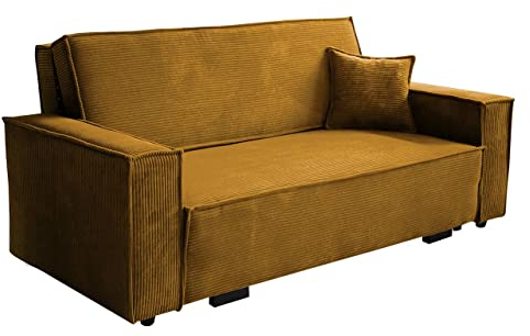 Mirjan24 Sofa Viva Star Cord IV mit Schlaffunktion, 4 Sitzer Polstersofa mit Bettkasten inkl. Kissen, Schlafsofa, Bettsofa, Sofagarnitur, Farbauswahl, Wohnlandschaft (Poso 01)