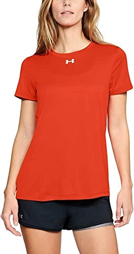 Under Armour Team Tech Womens Long Sleeve Gym Clothes, Red / White, L