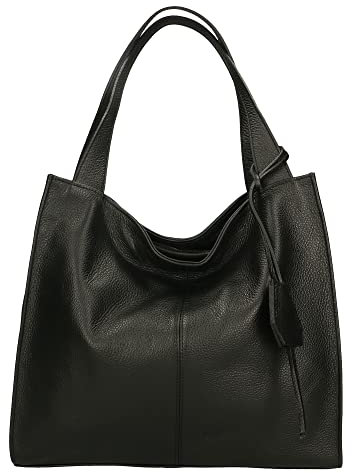 Gave Lux Umhängetasche mit einem Fach für Damen. Italienisches Handwerksprodukt aus echtem Dollar-Leder. Hergestellt in Italien GLX22331123FBG-D28_NERO_BLACK 34x32x11 cm
