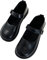 Scarpe Mary Janes da donna con fibbia, punta tonda, in pelle verniciata, basse, scarpe basse per la scuola, Nero , 39.5 EU
