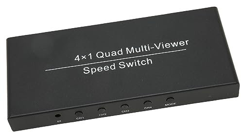 HDMI Multiviewer Switch 4x1, HDMI Quad Seamless Switcher 4 en 1 Salida con Control Remoto IR, Compatible con 1080P 60Hz para Imágenes de Vigilancia de Cámaras de Seguridad (Enchufe de la UE)