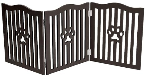 Trimate, Pet Gate, Holz Freistehendes Hundegitter für kleine Hunde und Katzen, Toller Faltzaun für Türen, Hallen, Treppen, Espresso