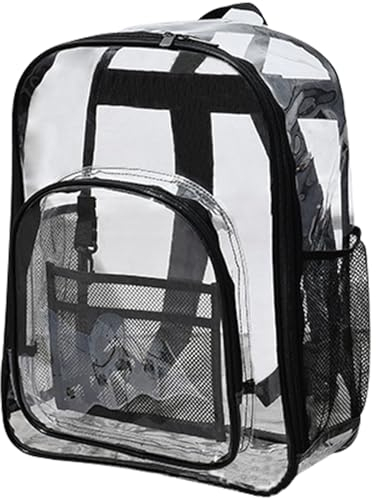 Lizbin Klarer Rucksack, Stadion Zugelassen - Transparenter Hochleistungs-PVC-Rucksack Mit Verstärktem Gurt für Konzertsport (Schwarz)