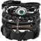 MILAKOO Armband aus Leder, Schwarz, Braun, geflochten, breit, für Frauen und Männer, Punk, Schmuck, Totenkopf, Longueur réglable de 19,1 à 24,1 cm, Stein aus Metall und Leder, Kein Edelstein