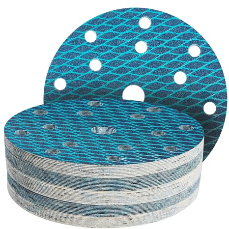 GZKTY 40Stk 150mm Klett Schleifpapier, Exzenter Schleifscheiben, 15-Loch Korn 40 Schleifpads, Schleifmittel Resistent gegen Zusetzen für Exzenterschleifer Schleifmaschine Poliermaschine