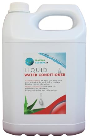 Acondicionador de Agua para Acuario y Estanque, Tratamiento anticloro y cloraminas con Aloe Vera, Purifica el Agua del Grifo, clarifica y Elimina tóxicos, Acondicionador de Acuario Dulce y Marino 5L