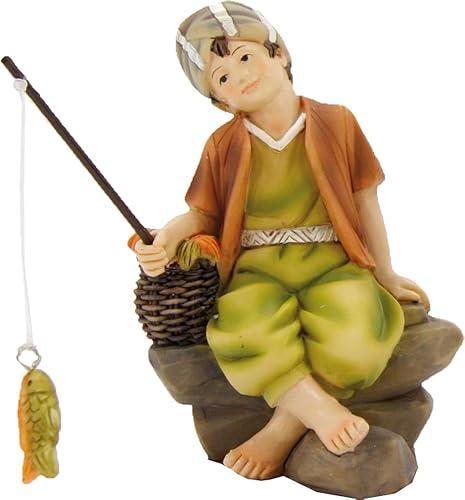FADEDA Angler sitzend/Höhe:9 cm/handbemalt/detailgetreue Krippen Figuren - Weihnachten Tisch Dekoration Krippe Zubehör