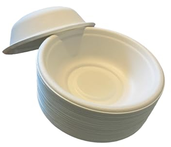 Be4Ever 50 Pack Disposable Paper 12oz-Eco-Friendly, Sugarcane White Biodegradable, Compostable Soup Bowls for Dessert Christmas Party BBQ Picnic (12oz (Pack of 50)