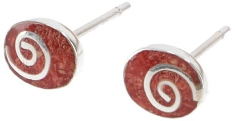 GURU SHOP Ovale Silberohrstecker Spirale, Schaumkoralle, 1x0,8 cm