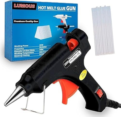 GULLAIIR Hot Glue Gun with 50 Glue Sticks, Rapid Heats Up Glue Gun for Hobby, Craft, Home Repairs, Fabric, Wood, Glass, DIY Arts, Temperature Control for Kids/Adults (Black)