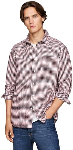 Tommy Hilfiger Herren Hemd Brushed Gingham Overcheck Shirt mit Brusttasche, Mehrfarbig (Deep Rouge/Multi), XXL