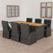 SECOLI Rattan Gartenmöbel Set 6 Personen Garten Essgruppe 6 Personen esstisch mit 6 Rattansessel verstel Gartengarnitur Rattanmöbel Esstisch Sitzgarnitur-Schwarz und Braun-7-tlg