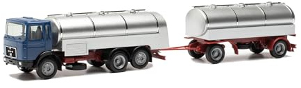 Herpa Basic LKW Modell MAN F8 Milchtank-Hängerzug, Miniatur im Maßstab Maßstab 1:87, preisgünstiges Einsteigermodell, Made in Germany, Kunststoff