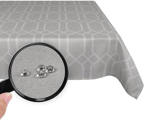 Valia Home Tischdecke mit Teflonbeschichtung für Innen- & Außenbereich Wasser- & Schmutzabweisend Dank verlässlichem Lotuseffekt - Hellgrau 130 x 220 cm