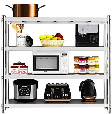 Susoso Regal KüChe Lagerregal 201 Edelstahl Aufbewahrungsregal DREI Ebenen Maximale Belastung 50 kg ideal für kommerzielle und Private Zwecke (120x40x150cm)