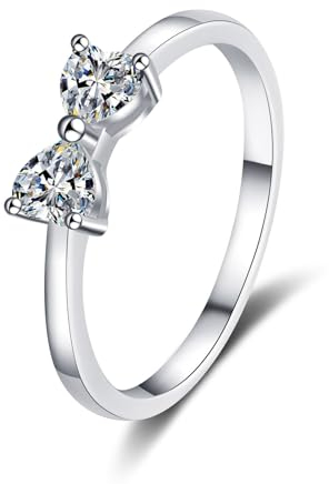 Whoiy Verlobungsringe Damen Weiss Gold 750, Trauringe Herz Echtgold für Frauen mit Labor Diamant 0.6ct, D, VVS1-VVS2, Größe 48 (15.3)