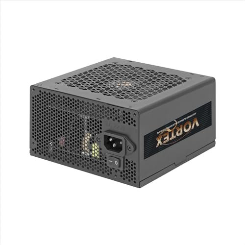 Noua Vortex 650W Alimentatore ATX per PC Gaming 650 Watt 80+ Bronze, DC to DC, Ventola Silenziosa da 120mm, PFC Attivo, Cavi Piatti