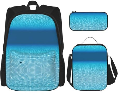 WURTON Tranquil Underwater Scenery Print - Mochila de moda, lonchera y estuche, 3 en 1, ajustable