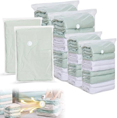 6 Pièces Sacs de Rangement Sous Vide, Housse de Rangement Sous Vide Vêtement Aspirateur Grande Capacité XXL pour VêTements, Couettes, Voyages