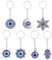 WatDenyFine 7 Stück Evil Eye Schlüsselanhänger Blaue Augen Schlüssel Anhänger Lucky Charms Mond Anhänger Schlüssel Glücksbringer Schlüsselanhänger Schneeflocke Glücksgeschenk Geschenke