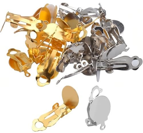 JEYORZY 50x Flache Runde Ohrclips, Edelstahl Ohrclips Fassungen Flache Runde Rückseite Ohrring Clips Hypoallergen Nicht Durchbohrte DIY Metall Ohrring Konverter Für Herstellung Ohrringe- Bastelbedarf
