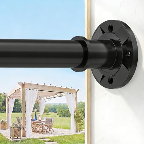 VIOREMOS Tringle à rideau extensible extra longue de 78,7 à 280,9 cm – Tringle à rideau réglable très résistante à ressort noir mat pour fenêtre de salle de bain, séparateur de pièce, ne rouille pas