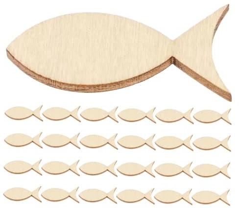 SEWACC 50stücke Holzfisch Ausschnitte Unbehandelt Für Diy Bastelprojekte Natürliche Wanddekoration Küstenstil Blanko Holz Fische Zum Bemalen Kreative Gestaltung Holzfischdeko Für Junge Mä