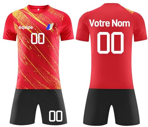 Maillot de Foot Personnalisable Tenue Sport Maillot Equipe de France Football 2025 Enfant Homme Personnalisé avec Nom Numéro L'équipe Le Logo Tshirt Foot France Tee Shirt Personnalisé(#26)