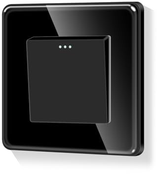 LIAONFOY Runde 1 Fach 1 Weg Lichtschalter Glas panel Taste Schalter 2.5D Ein Aus Schalter Wandschalter Unterputz Schwarz 110-250V 86mm