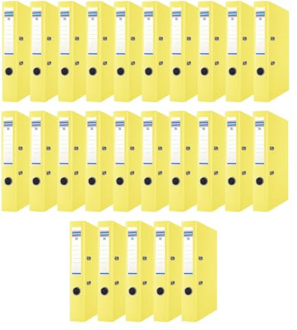DONAU Master Ordner Schmal 25er Pack/DIN A4 / 5 cm / 25 Stück/Gelb/Kunststoffbezug PP/Carton Papier Schlitzordner Büroordner Aktenordner Ringordner/Grünen Punkt