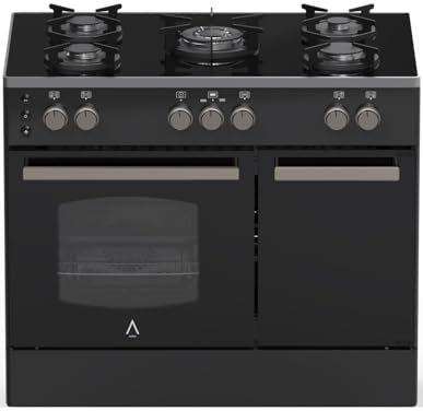 ALPHA Cocina de Gas VULCANO ELITE PRO-90PB Portabombonas Cristal Negro, Wok, Ventilador y Temporizador. *Alta Gama**