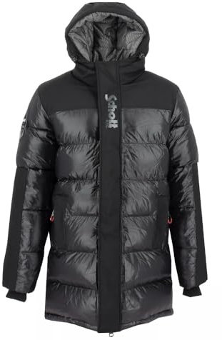 Schott Doudoune Longue à Capuche Altamont SMU Noir et gris M