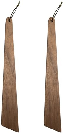 Huakaile 2 Pieces 12 Teak Wood Spatula Set, Flat Wooden Spatula Turner, Small Wood Egg Flipper Utensils Cookware for Cooking Sourdough Serving Scraping Stirring