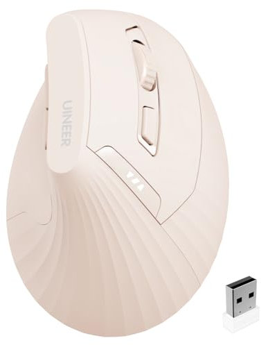 Mouse Verticale Wireless, mouse wireless 2,4G con Indicatore di Batteria, DPI a 4 Livelli, Design Ergonomico per il Comodo e la Riduzione dello Stress al Polso, Ideale per l'uso a Casa,Ufficio(rosa)