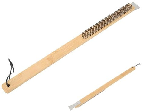 Pizza Stone Brush and Scraper, Pizza Oven Brush - Cleaning Wooden Handle for Pizza Stone Scraper Tools, Pizza Oven Pizza Cleaner, perfe