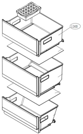 Obere Schublade (Gefrierteil) Markierung 136B Kühlschrank, Kühlschrank, Gefrierschrank AJP75654506 LG Kühlschrank, Kühlschrank, Gefrierschrank AJP75654506 LG