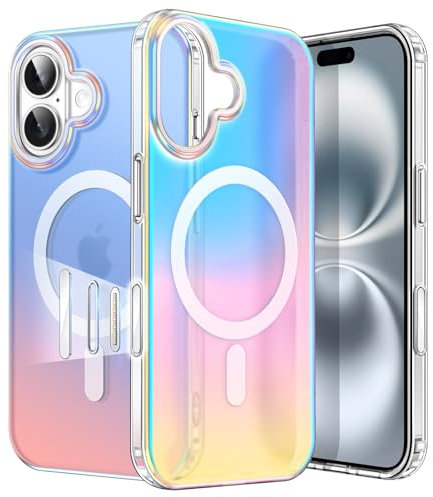 JETech Iridescent Case for iPhone 16 6.1-Inch with Camera Control Capture Button, Compatible with MagSafe, Cute Unique and Aesthetic Design, Colorful Translucent Cover (Iridescent)