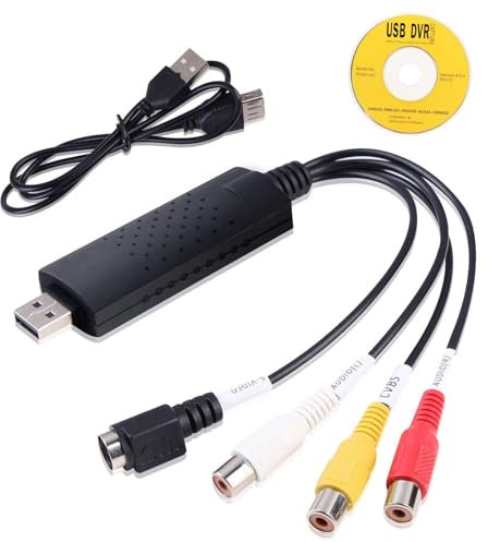 Convertitore video e audio USB, USB 2.0 Audio Video Dispositivo VHS Mini DV, Convertitore VHS a digitale, Adattatore cassette VHS, per Mac e PC, compatibile con Windows 11 10 8 7 XP