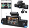 DashCam Front and Rear 4 Channel, Dash Cam Front and Rear Wireless 2K Built-in 5G Wi-Fi Night Vision with IR Lights, Car Camera Dash Cam with 3 IPS Screen with 64GB SD Loop Recording Parking Monitor