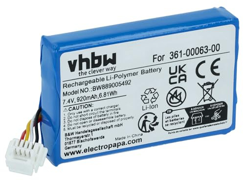 vhbw Batterie Remplacement pour Garmin 361-00063-00 pour GPS | appareil de navigation (920mAh, 7,4V, Li-polymère)