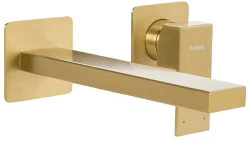 Grifo monomando de latón empotrado para lavabo en pared dorado Antofagasta