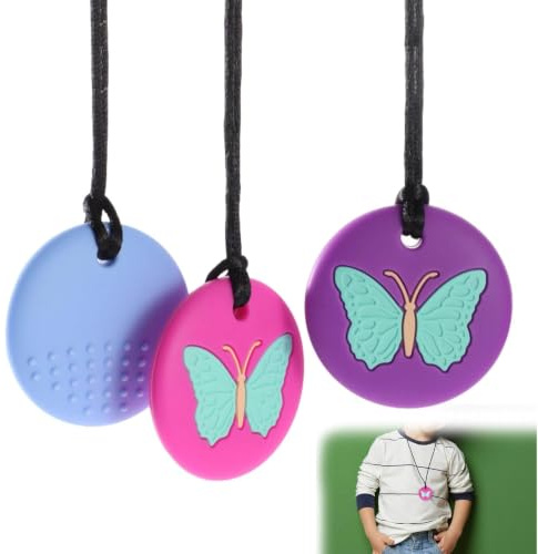 3 Stück Sensorische KaukettenBeißring Baby Adhs Spielzeug Chew Necklace