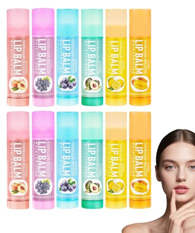 ALONK 12 Stück Fruchtiges Lippenbalsam Set, Hydrating Lip Balm Lang Anhaltend Feuchtigkeitsspendend für Rissige Trockene Lippen