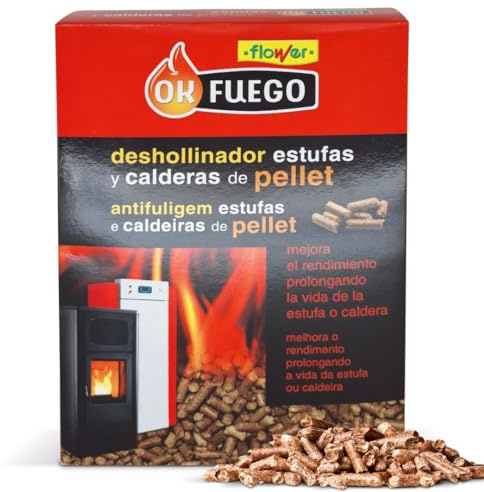 FLOWER Schornsteinfeger für Pelletöfen und Kessel, 1,5 kg, entfernt Ruß, Teer und Staub, einfache Reinigung, Kraftstoffeinsparung, längere Lebensdauer von Kamin und Leitungen