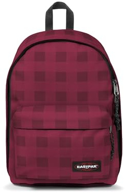 Eastpak Out of Office Rucksack 27L (44 x 29,5 x 22 cm), Laptopfach 13–15 Zoll, wasserabweisender Schul- & Arbeitsrucksack, robuster Tagesrucksack mit gepolsterten Trägern - CHECKER BURGUNDY