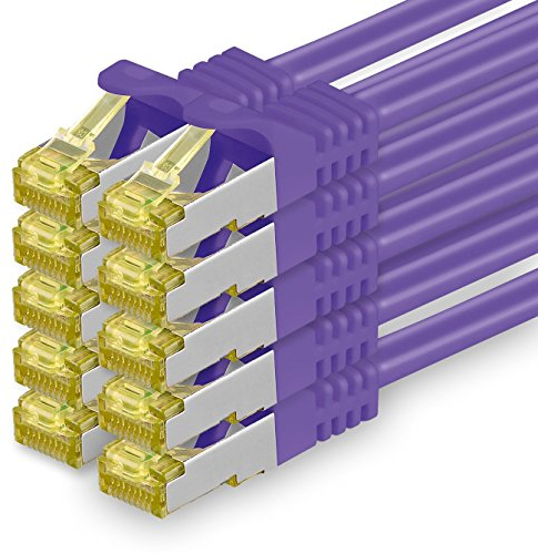 Cable de Red Cat.7 (Sftp Pimf) 10 GB/s RJ45 Cat6a Violeta - 10 Piezas 2m