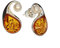Bernstein Ohrringe, elegante moderne Ohrstecker (Ying Yang) mit Bernstein und Perlen, gefasst in 925/000 Sterling Silber rhodiniert